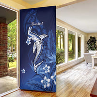 Personalized Hawaiian Maori Hammerhead Shark Door Cover Polu Plumeria - Polynesian Pride