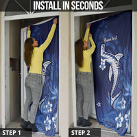 Personalized Hawaiian Maori Hammerhead Shark Door Cover Polu Plumeria - Polynesian Pride