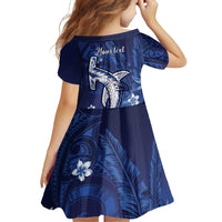 Personalized Hawaiian Maori Hammerhead Shark Family Matching Off The Shoulder Long Sleeve Dress and Hawaiian Shirt Polu Plumeria