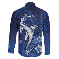 Personalized Hawaiian Maori Hammerhead Shark Family Matching Off The Shoulder Long Sleeve Dress and Hawaiian Shirt Polu Plumeria - Polynesian Pride