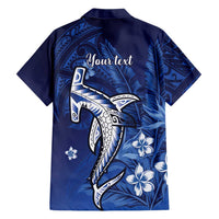 Personalized Hawaiian Maori Hammerhead Shark Family Matching Off Shoulder Maxi Dress and Hawaiian Shirt Polu Plumeria