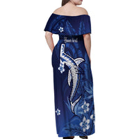 Personalized Hawaiian Maori Hammerhead Shark Family Matching Off Shoulder Maxi Dress and Hawaiian Shirt Polu Plumeria - Polynesian Pride