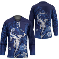Personalized Hawaiian Maori Hammerhead Shark Hockey Jersey Polu Plumeria - Polynesian Pride
