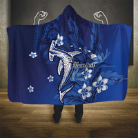 Personalized Hawaiian Maori Hammerhead Shark Hooded Blanket Polu Plumeria - Polynesian Pride