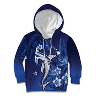 Personalized Hawaiian Maori Hammerhead Shark Kid Hoodie Polu Plumeria - Polynesian Pride
