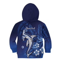 Personalized Hawaiian Maori Hammerhead Shark Kid Hoodie Polu Plumeria - Polynesian Pride