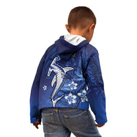 Personalized Hawaiian Maori Hammerhead Shark Kid Hoodie Polu Plumeria - Polynesian Pride