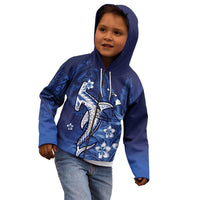 Personalized Hawaiian Maori Hammerhead Shark Kid Hoodie Polu Plumeria - Polynesian Pride