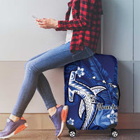 Personalized Hawaiian Maori Hammerhead Shark Luggage Cover Polu Plumeria - Polynesian Pride