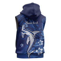 Personalized Hawaiian Maori Hammerhead Shark Sleeveless Hoodie Polu Plumeria - Polynesian Pride