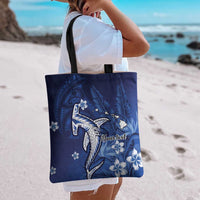 Personalized Hawaiian Maori Hammerhead Shark Tote Bag Polu Plumeria - Polynesian Pride