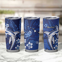 Personalized Hawaiian Maori Hammerhead Shark Tumbler Cup Polu Plumeria - Polynesian Pride