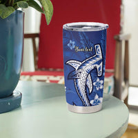 Personalized Hawaiian Maori Hammerhead Shark Tumbler Cup Polu Plumeria - Polynesian Pride