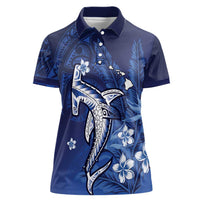 Personalized Hawaiian Maori Hammerhead Shark Women Polo Shirt Polu Plumeria - Polynesian Pride