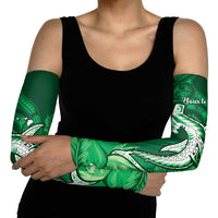 Personalized Hawaiian Maori Hammerhead Shark Arm Sleeves Omaomao Plumeria LT9 - Polynesian Pride