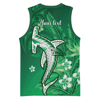 Personalized Hawaiian Maori Hammerhead Shark Basketball Jersey Omaomao Plumeria - Polynesian Pride