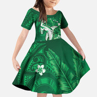 Personalized Hawaiian Maori Hammerhead Shark Family Matching Off The Shoulder Long Sleeve Dress and Hawaiian Shirt Omaomao Plumeria