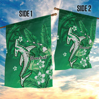 Personalized Hawaiian Maori Hammerhead Shark Garden Flag Omaomao Plumeria - Polynesian Pride