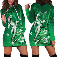 Personalized Hawaiian Maori Hammerhead Shark Hoodie Dress Omaomao Plumeria - Polynesian Pride