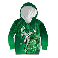 Personalized Hawaiian Maori Hammerhead Shark Kid Hoodie Omaomao Plumeria - Polynesian Pride
