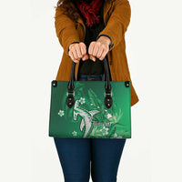Personalized Hawaiian Maori Hammerhead Shark Leather Bag Omaomao Plumeria - Polynesian Pride