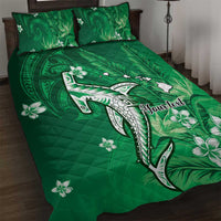 Personalized Hawaiian Maori Hammerhead Shark Quilt Bed Set Omaomao Plumeria - Polynesian Pride