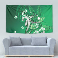 Personalized Hawaiian Maori Hammerhead Shark Tapestry Omaomao Plumeria - Polynesian Pride