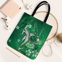 Personalized Hawaiian Maori Hammerhead Shark Tote Bag Omaomao Plumeria - Polynesian Pride