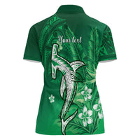 Personalized Hawaiian Maori Hammerhead Shark Women Polo Shirt Omaomao Plumeria - Polynesian Pride
