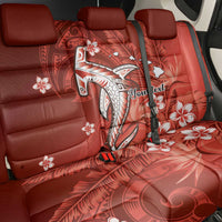 Personalized Hawaiian Maori Hammerhead Shark Back Car Seat Cover Ulaula Plumeria - Polynesian Pride