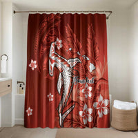 Personalized Hawaiian Maori Hammerhead Shark Bathroom Set Ulaula Plumeria - Polynesian Pride