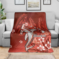 Personalized Hawaiian Maori Hammerhead Shark Blanket Ulaula Plumeria - Polynesian Pride