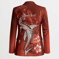 Personalized Hawaiian Maori Hammerhead Shark Blazer Ulaula Plumeria - Polynesian Pride