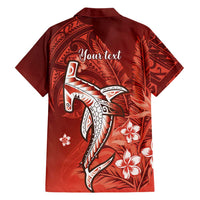 Personalized Hawaiian Maori Hammerhead Shark Family Matching Puletasi and Hawaiian Shirt Ulaula Plumeria