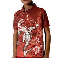 Personalized Hawaiian Maori Hammerhead Shark Kid Polo Shirt Ulaula Plumeria - Polynesian Pride