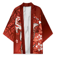 Personalized Hawaiian Maori Hammerhead Shark Kimono Ulaula Plumeria - Polynesian Pride