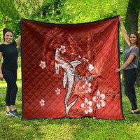 Personalized Hawaiian Maori Hammerhead Shark Quilt Ulaula Plumeria - Polynesian Pride