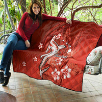 Personalized Hawaiian Maori Hammerhead Shark Quilt Ulaula Plumeria - Polynesian Pride
