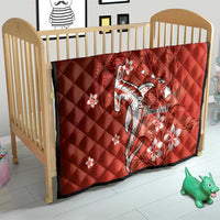 Personalized Hawaiian Maori Hammerhead Shark Quilt Ulaula Plumeria - Polynesian Pride