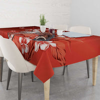 Personalized Hawaiian Maori Hammerhead Shark Tablecloth Ulaula Plumeria - Polynesian Pride
