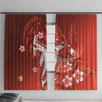 Personalized Hawaiian Maori Hammerhead Shark Window Curtain Ulaula Plumeria - Polynesian Pride