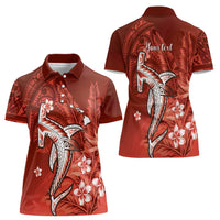 Personalized Hawaiian Maori Hammerhead Shark Women Polo Shirt Ulaula Plumeria - Polynesian Pride