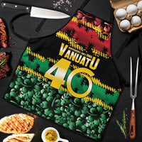 Vanuatu 46th Year Anniversary Apron 30 July 1980 Hibiscus Seamless Pattern LT9 Black - Polynesian Pride