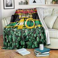 Vanuatu 46th Year Anniversary Blanket 30 July 1980 Hibiscus Seamless Pattern LT9 Black - Polynesian Pride