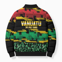 Vanuatu 46th Year Anniversary Bomber Puffer Jacket 30 July 1980 Hibiscus Seamless Pattern LT9 - Polynesian Pride