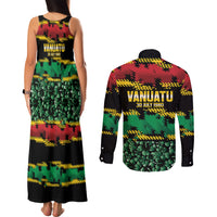Vanuatu 46th Year Anniversary Couples Matching Tank Maxi Dress and Long Sleeve Button Shirt 30 July 1980 Hibiscus Seamless Pattern LT9 - Polynesian Pride