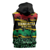 Vanuatu 46th Year Anniversary Sleeveless Zip Hoodie 30 July 1980 Hibiscus Seamless Pattern LT9 - Polynesian Pride