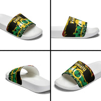 Vanuatu 46th Year Anniversary Slide Sandals 30 July 1980 Hibiscus Seamless Pattern LT9 - Polynesian Pride