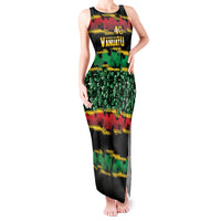 Vanuatu 46th Year Anniversary Tank Maxi Dress 30 July 1980 Hibiscus Seamless Pattern LT9 Women Black - Polynesian Pride