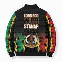 Vanuatu 46th Year Anniversary Bomber Puffer Jacket Tamtam Slit Drums Long God Yumi Stanap LT9 - Polynesian Pride